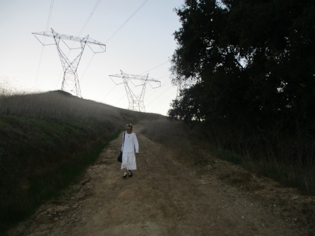 walking on campus at sunset